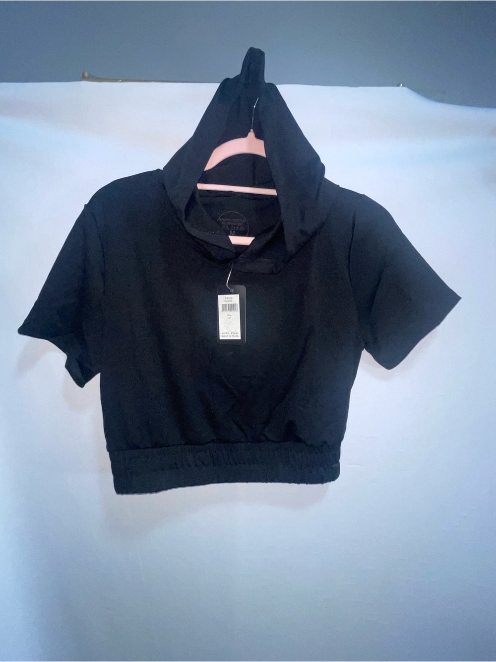 Leydaa Cropped Black Short-Sleeve Hoodie -